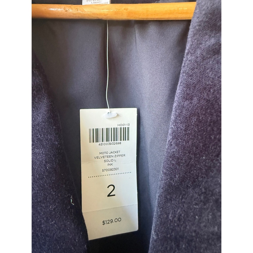 Chicos Size‎ 2 Moto Velvet Jacket Size L NWT Navy Blue Plush Short Velveteen - Picture 5 of 10